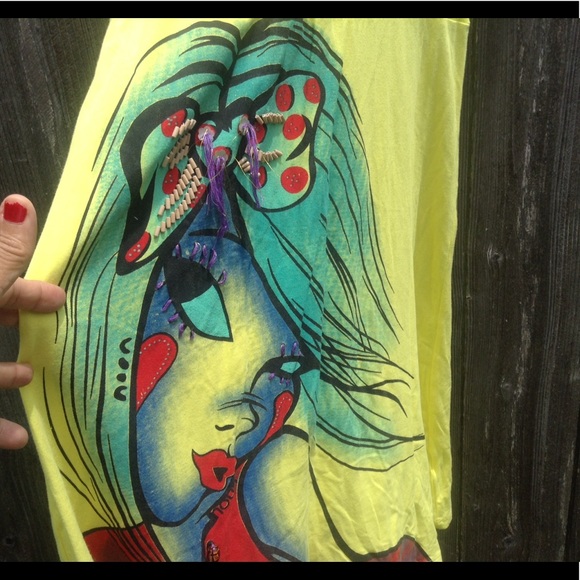 Forla Paris. Yellow face print in skirt - Picture 1 of 6